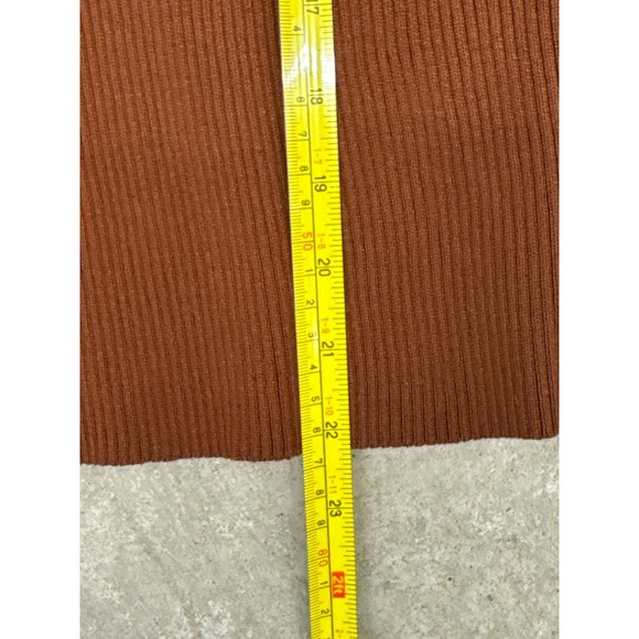 Colorblock Ribbed Knit Sweater Crochet Lace Bell Sleeves - Picture 3 of 5